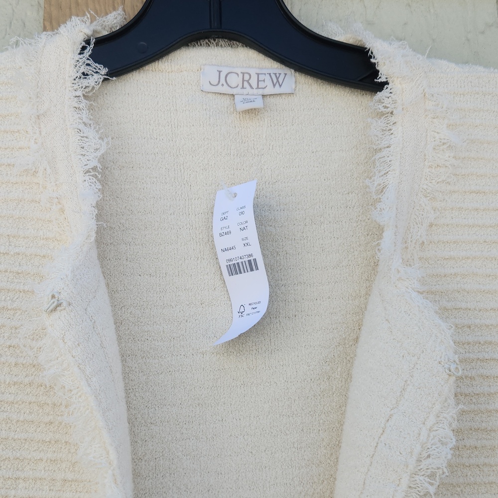 NEW J.CREW Textured Open Front Old Money Coastal Hamptons Preppy Vest Cream XXL - Picture 5 of 8